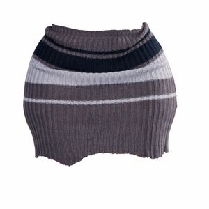 Varsity Striped Knit Mini Skirt-Gray/Multi-3X